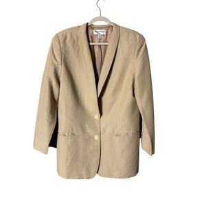 Liz Claiborne Women Linen Blazer Size 14 Quiet Luxury Preppy Career Professional